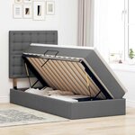 vidaXL Lit de rangement LED avec matelas Gris foncé 90 x 190 cm Tissu