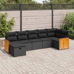 vidaXL Salon de jardin 7 Pièces avec coussins noir résine tressée