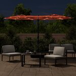 vidaXL Parasol de jardin à double tête avec LED terre cuite 316x145 cm