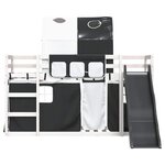 vidaXL Lit superposé sans matelas avec toboggan blanc noir 90x190 cm