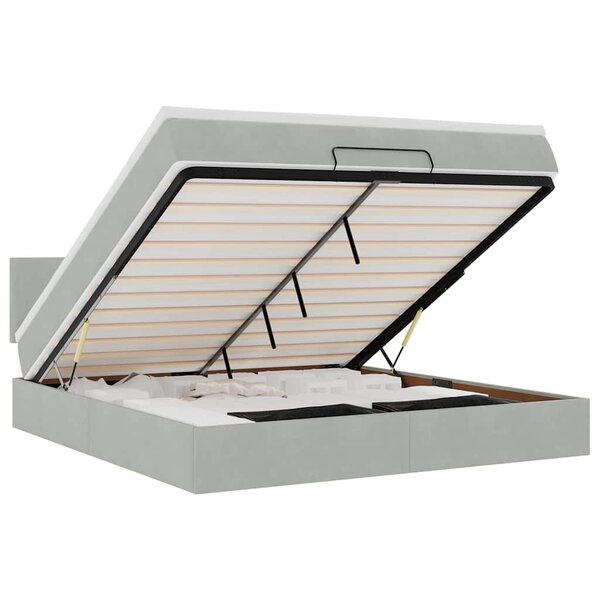 VidaXL Cadre de lit ottoman avec matelas gris clair 160x200 cm velours