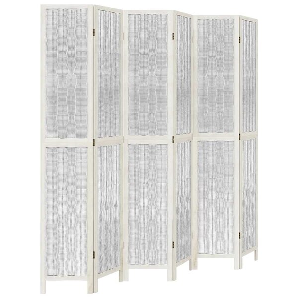 vidaXL Cloison de séparation 6 panneaux blanc bois de paulownia massif