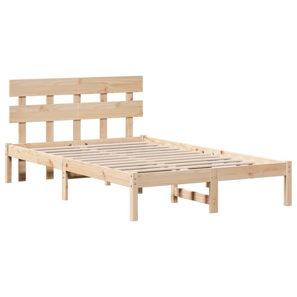 vidaXL Cadre de lit Marron 140 x 190 cm Bois de pin massif