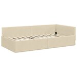 vidaXL Cadre de lit d'angle Crème 100 cm x 200 cm Velours