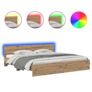 vidaXL Cadre de lit Chêne artisanal 200 x 200 cm Bois d'ingénierie