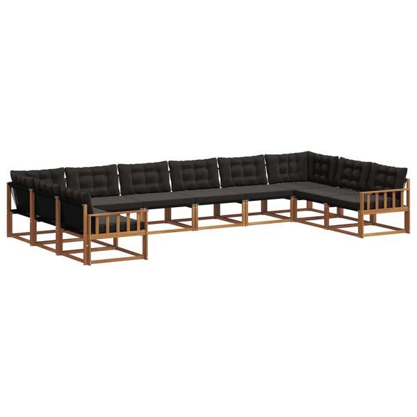 vidaXL Ensemble de canapés d'extérieur 10 Pièces Naturel et Noir