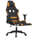 vidaXL Chaise de jeu de massage avec repose-pied Noir et orange Tissu