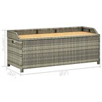 vidaXL Banc de rangement de jardin 120 cm Résine tressée Gris