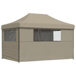 vidaXL Tente de réception pliable escamotable 4 parois latérales taupe