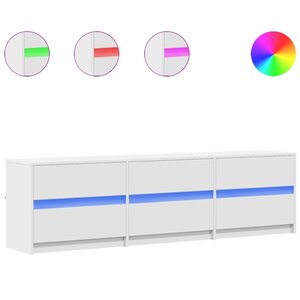 vidaXL Meuble TV avec LED blanc 180x34x50 cm bois d'ingénierie