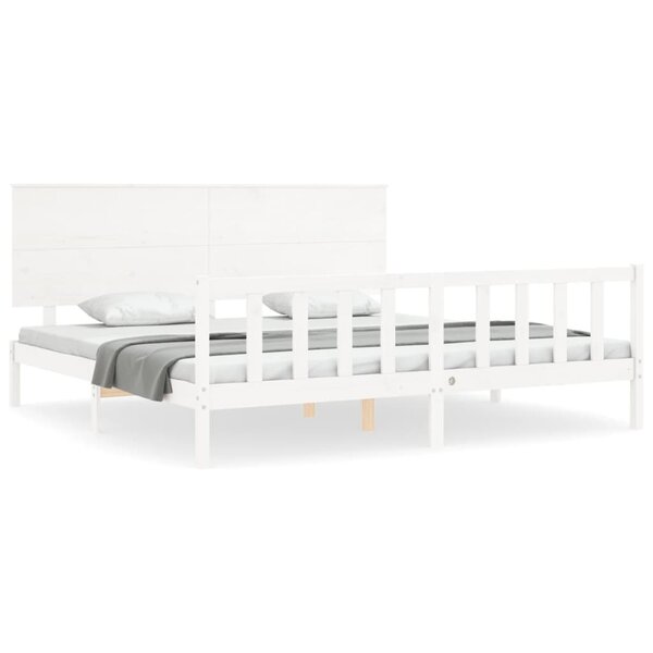 vidaXL Cadre de lit sans matelas blanc 200x200 cm bois massif de pin