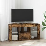 vidaXL Meuble TV LED d'Angle Montage mural Chêne fumé 105 x 40 x 50 cm