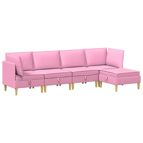 vidaXL Canapé modulaire avec rangement 5 Pièces Rose Tissu