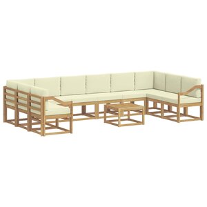 vidaXL Ensemble de canapés d'extérieur 11 pc Blanc et crème