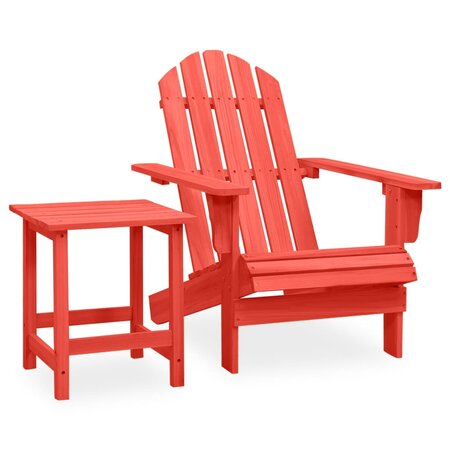 vidaXL Chaise de jardin Adirondack avec table Bois de sapin Rouge
