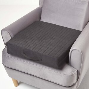 Coussin d'assise déhoussable en suédine  Noir - HOMESCAPES