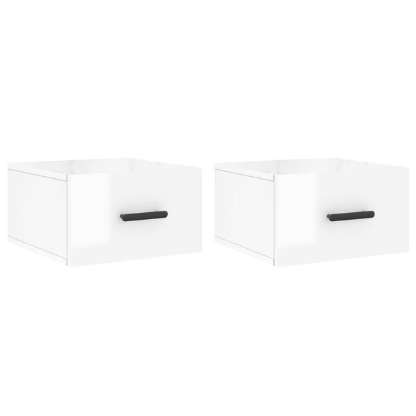 vidaXL Tables de chevet murales 2 Pièces blanc brillant 35x35x20 cm