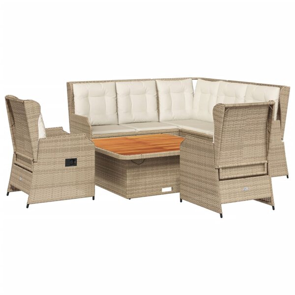 vidaXL Salon de jardin avec coussins 6 Pièces beige résine tressée