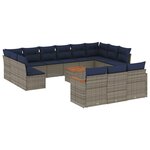vidaXL Salon de jardin avec coussins 14 Pièces gris résine tressée