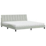 vidaXL Lit avec matelas Hanko gris clair 200x200 cm velours