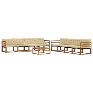 vidaXL Ensemble de canapés d'extérieur 9 pc Naturel et Beige