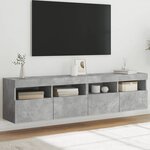 vidaXL Meubles TV muraux et lumières LED 2Pièces gris béton 80x30x40 cm