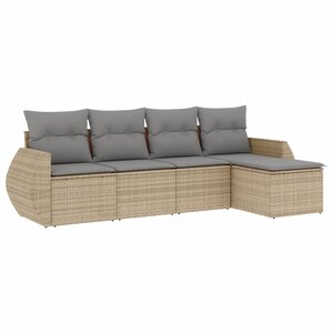 vidaXL Salon de jardin avec coussins 5 Pièces beige résine tressée