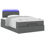 vidaXL Lit ottoman avec matelas et LED gris foncé 120x200 cm tissu