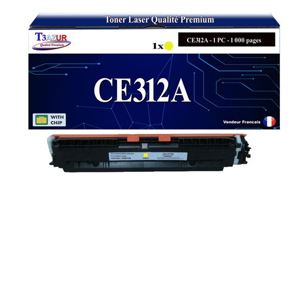 T3AZUR - Toner compatible avec CE312A pour HP LaserJet Pro CP1020 CP1025 CP1025NW TopShot M275 - Jaune