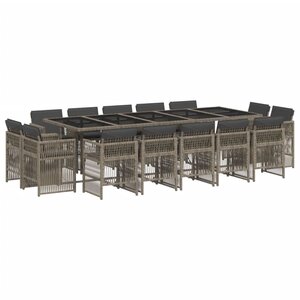 vidaXL Ensemble à manger de jardin 15 Pièces coussins gris résine tressée