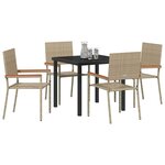 vidaXL Ensemble de salle à manger pour jardin 5 Pièces Beige polyrotin