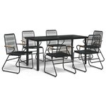 vidaXL Ensemble à manger de jardin 7 Pièces Noir Rotin PVC