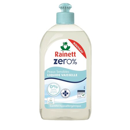 Rainett ZERO% Liquide Vaisselle Peaux Sensibles 500ml (lot de 8)