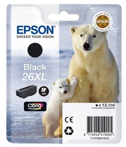 Cartouche jet d'encre originale 26xl c13t26214010 noir epson