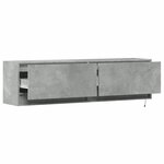 vidaXL Meuble TV mural avec lumières LED gris béton 140x31x38 cm