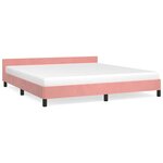vidaXL Cadre de lit et tête de lit sans matelas rose 160x200cm velours
