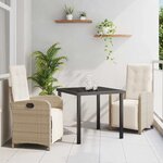 vidaXL Ensemble de salle à manger pour jardin 3 Pièces Beige polyrotin