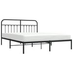 vidaXL Cadre de lit métal avec tête de lit noir 183x213 cm