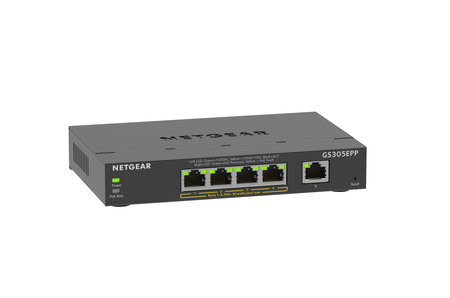 Netgear 5pt ge plus switch w/hi-pwr poe+ 5pt ge plus switch w/hi-pwr poe+