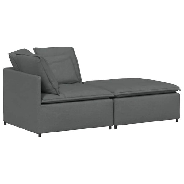 vidaXL Canapé modulaire et repose-pieds et coussins tissu gris foncé