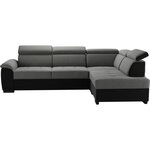Canapé angle réversible panoramique 4 places KYLIAN - Tissu gris et Anthracite - L 258 x P 187 x H 77/89 cm