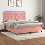 vidaXL Sommier à lattes de lit matelas et LED Rose 180x200 cm Velours