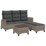 vidaXL Salon de jardin 3 Pièces avec coussins forme L gris résine tressée