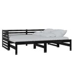 vidaXL Lit coulissant Noir Bois de pin massif 2x(90x200) cm