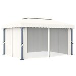 vidaXL Tonnelle et rideau et guirlande lumineuse LED 4x3 m Blanc crème