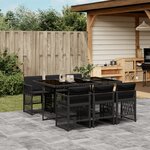 vidaXL Ensemble à manger de jardin coussins 7Pièces Noir Résine tressée