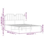 vidaXL Cadre de lit métal sans matelas avec tête de lit noir 150x200cm