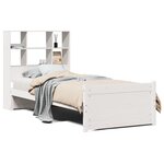 vidaXL Lit bibliothèque sans matelas blanc 90x190cm bois de pin massif