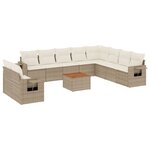 vidaXL Salon de jardin 11 Pièces avec coussins beige résine tressée