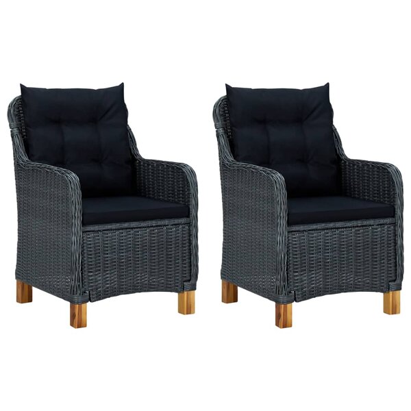 vidaXL Chaises de jardin avec coussins lot de 2 Résine tressée